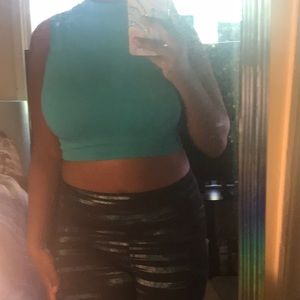 Blue crop and leggings set